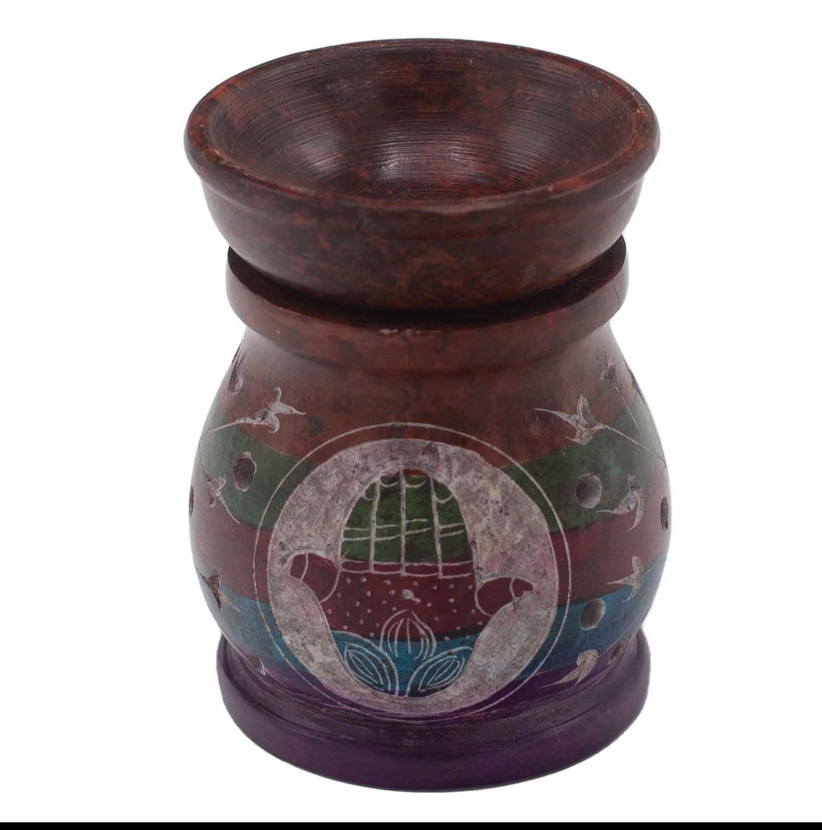 Soapstone Oil Burner 10cm - Hamsa - Five Colours 🇬🇧