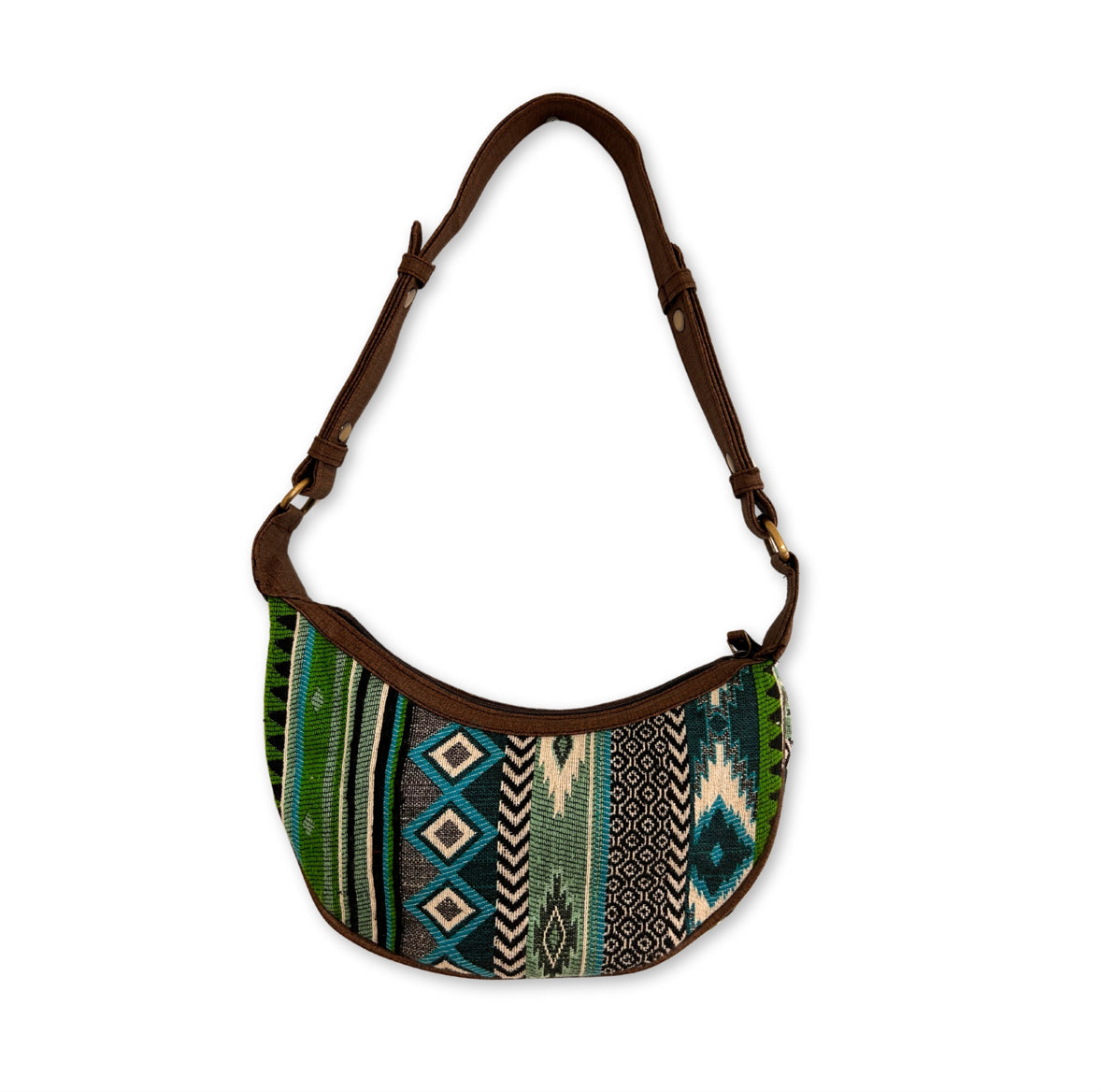 Jacquard Hobo Bag - Bold Greens (brown strap) 🇬🇧