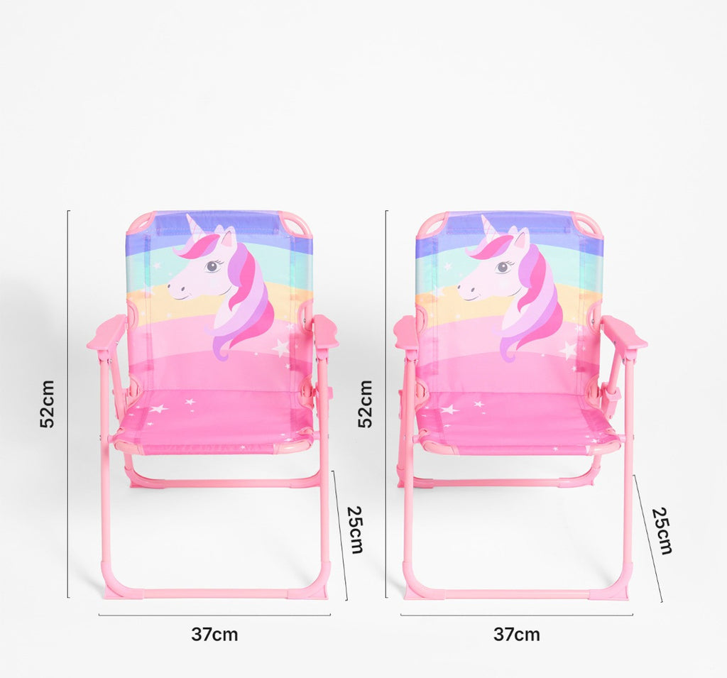 Kids Unicorn Print Bistro Set with Parasol - Pink 🇬🇧