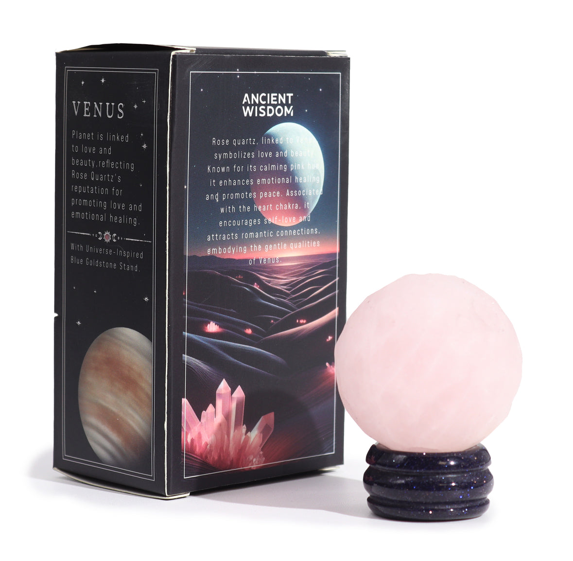 Rose Quartz Planet on a Sola Goldstone Stand (VENUS) 🇬🇧