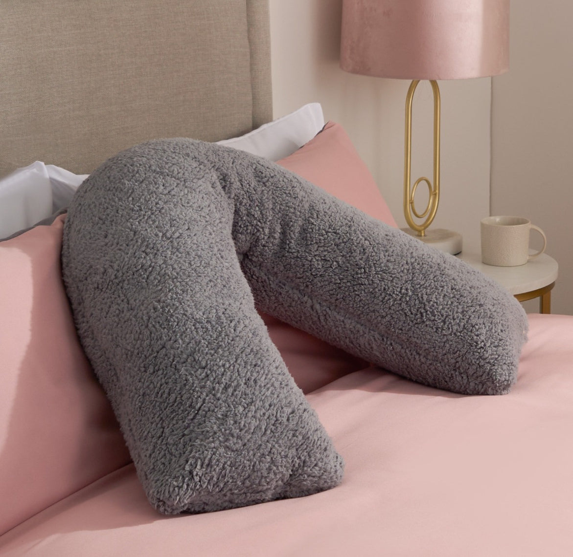 Teddy V Shape Pillow - Grey 🇬🇧