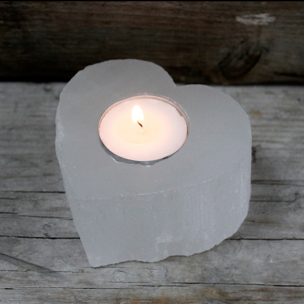 Selenite Heart Candle Holder 🇬🇧