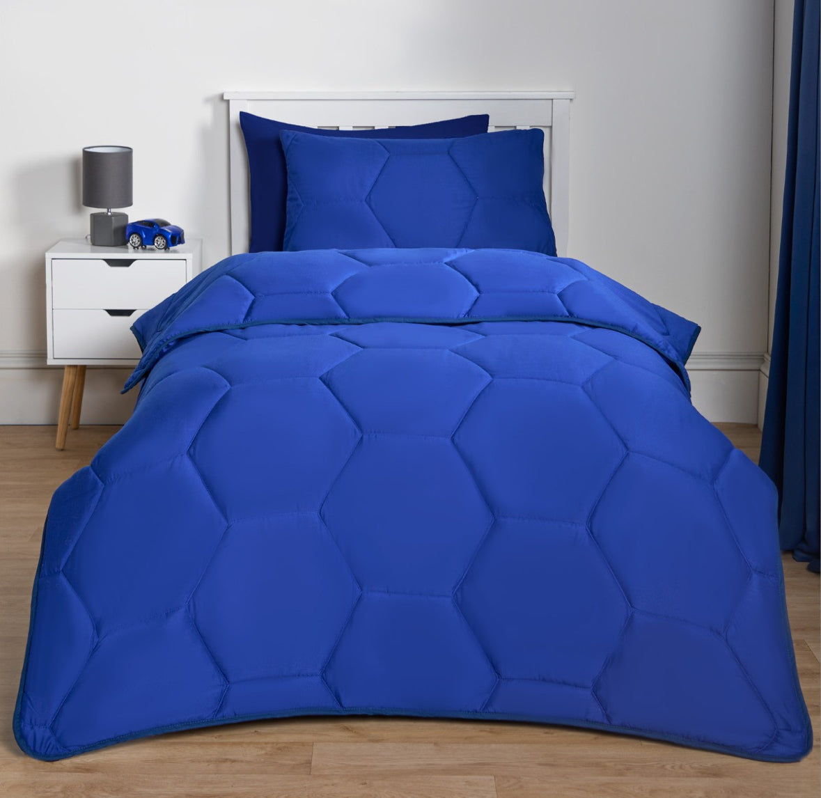 Coverless Honeycomb Quilted 7.5 Tog Duvet Set double - Blue 🇬🇧