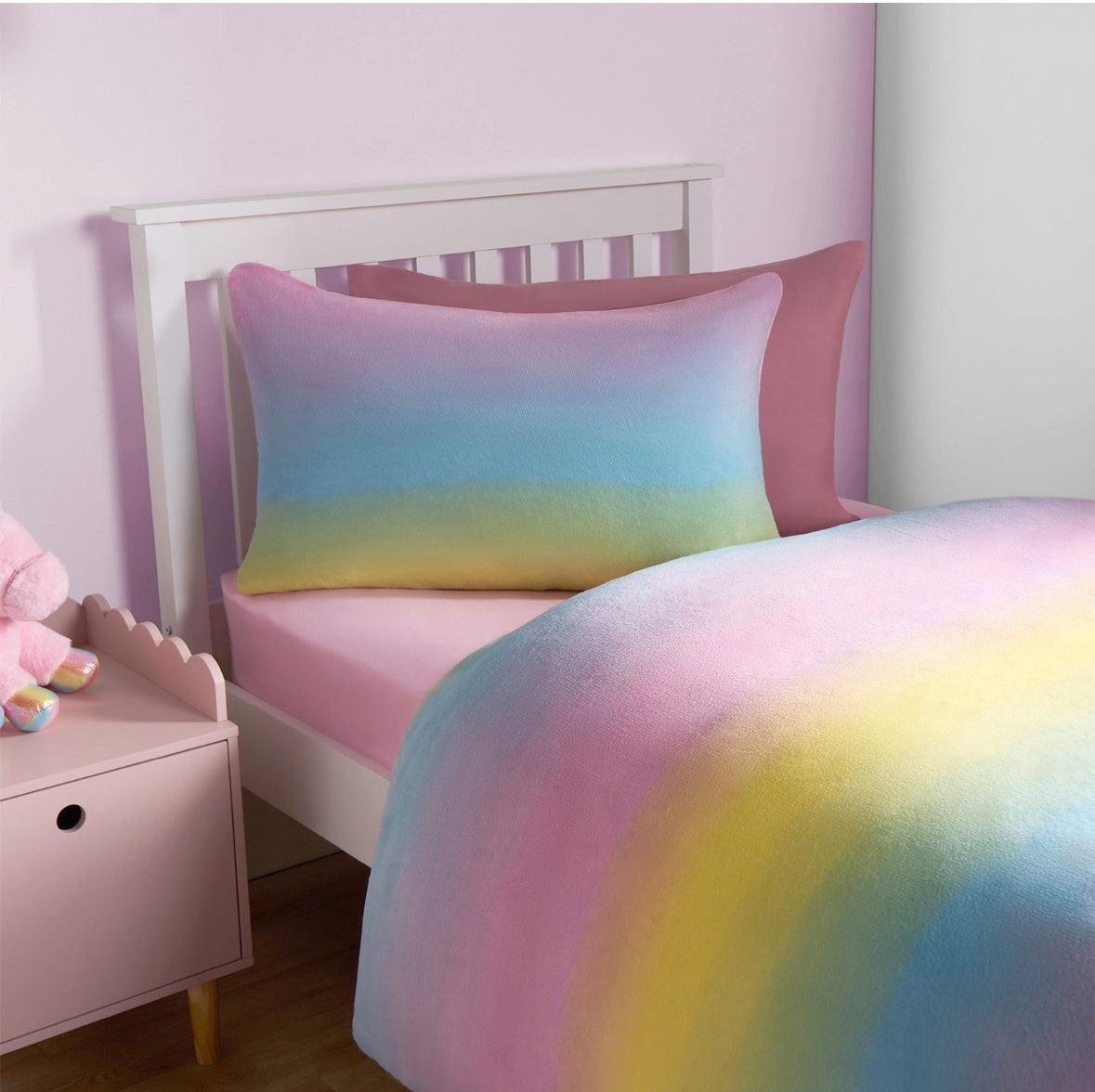 Rainbow Ombre Fleece Duvet Set - Multi 🇬🇧