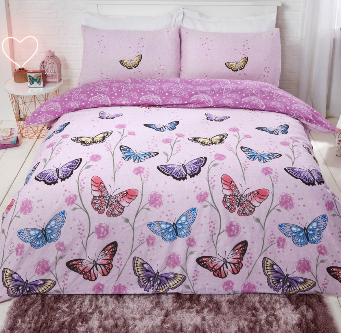 Butterfly Heaven Reversible Duvet Set - Purple 🇬🇧