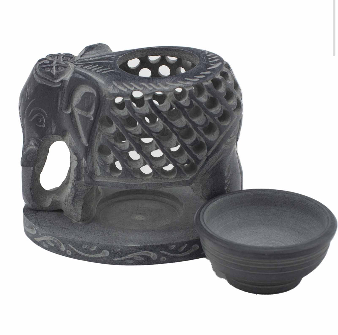 Soapstone Oil Burner 10.5cm - Standing Elephant 🇬🇧