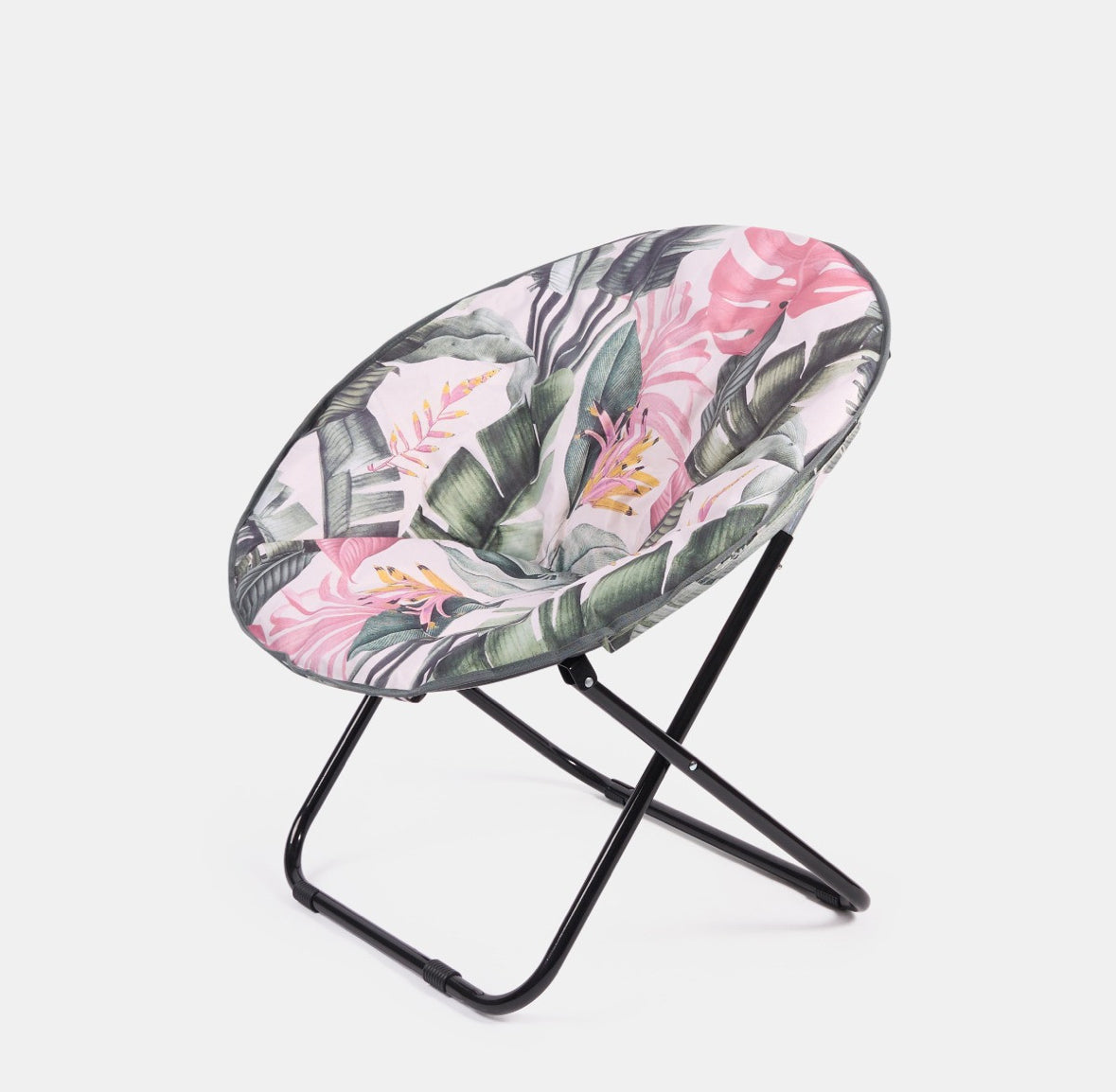 Foldable Tropical Print Moon Camping Chair - Green 🇬🇧