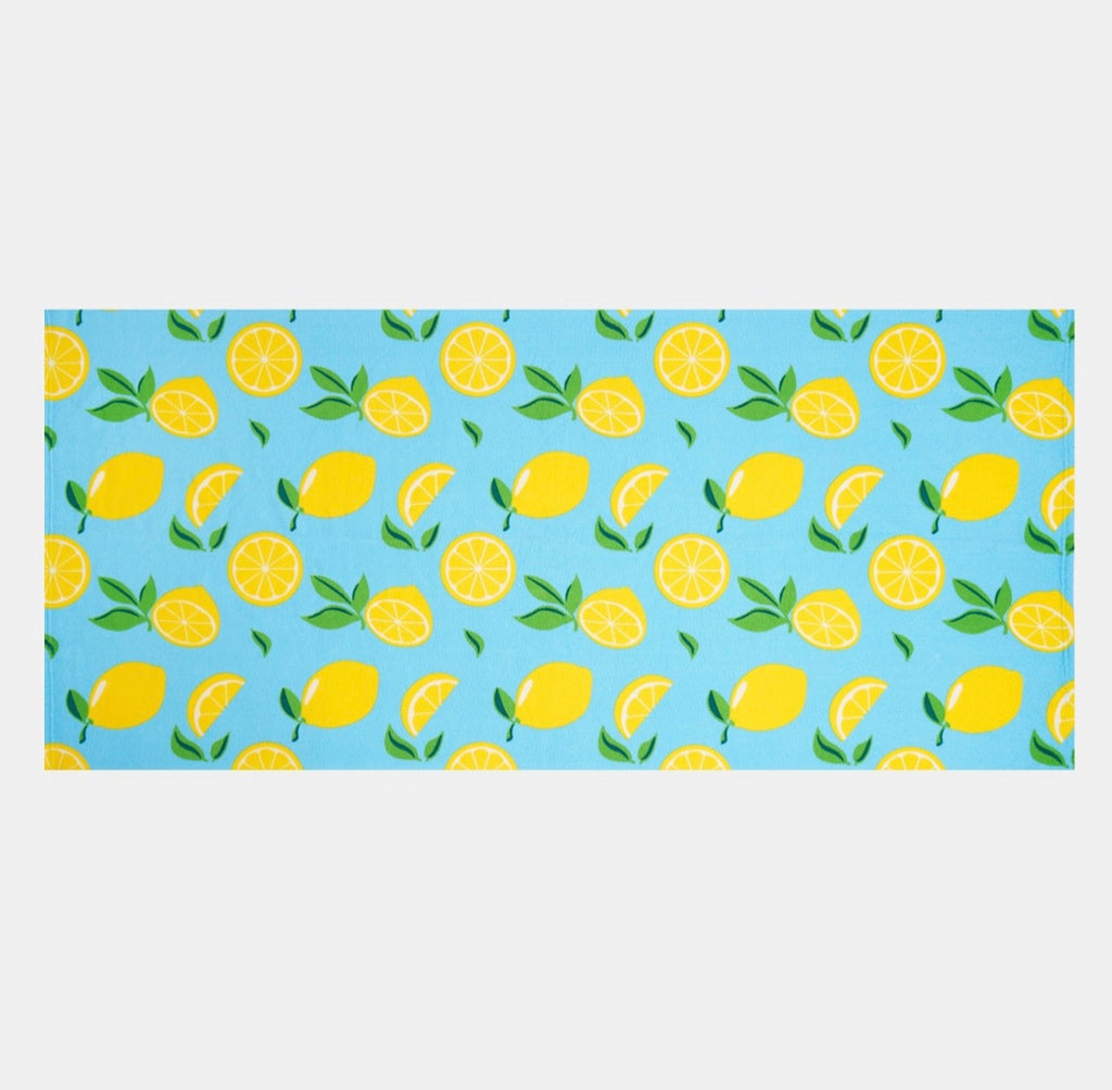 Lemon Print Beach Towel - Blue 🇬🇧