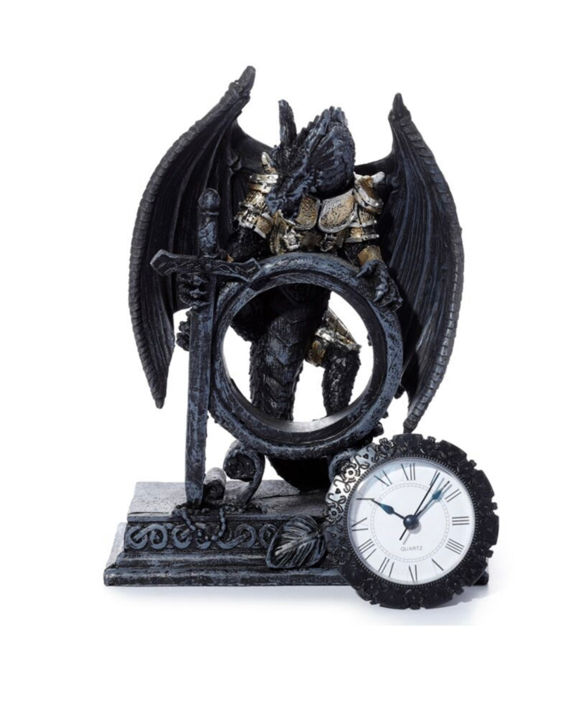 Gothic Armoured Dragon Mantle Clock 🇬🇧