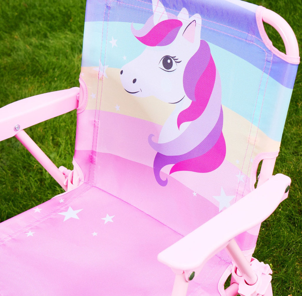 Kids Unicorn Print Bistro Set with Parasol - Pink 🇬🇧