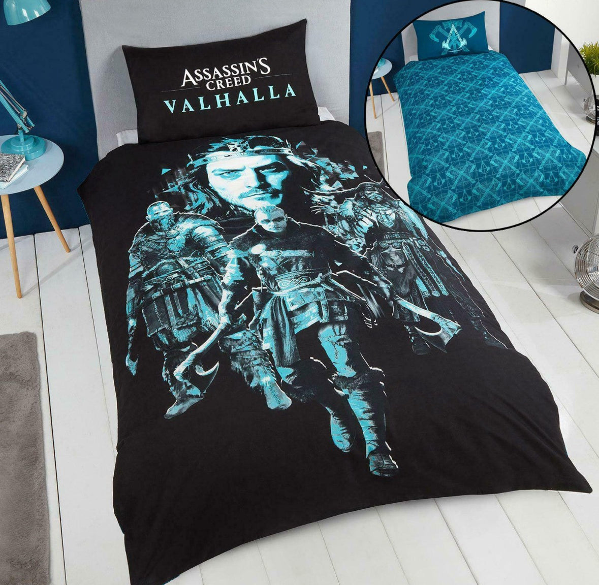 Assassins Creed Valhalla Reversible Duvet Set, Black - Single 🇬🇧
