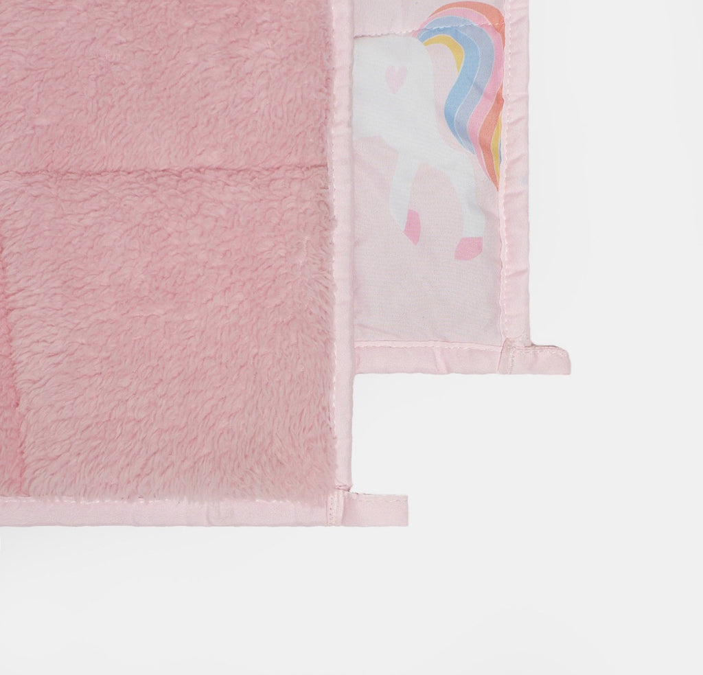 Kids Teddy Fleece Unicorn Weighted Blanket, Blush - 3kg 🇬🇧