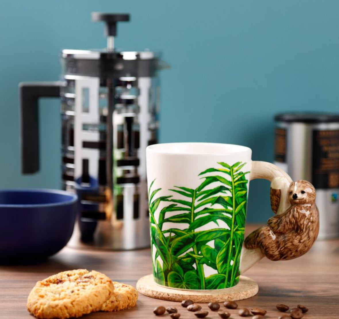 Shaped Handle Ceramic Mug - Jungle Explorer Sloth 🇬🇧