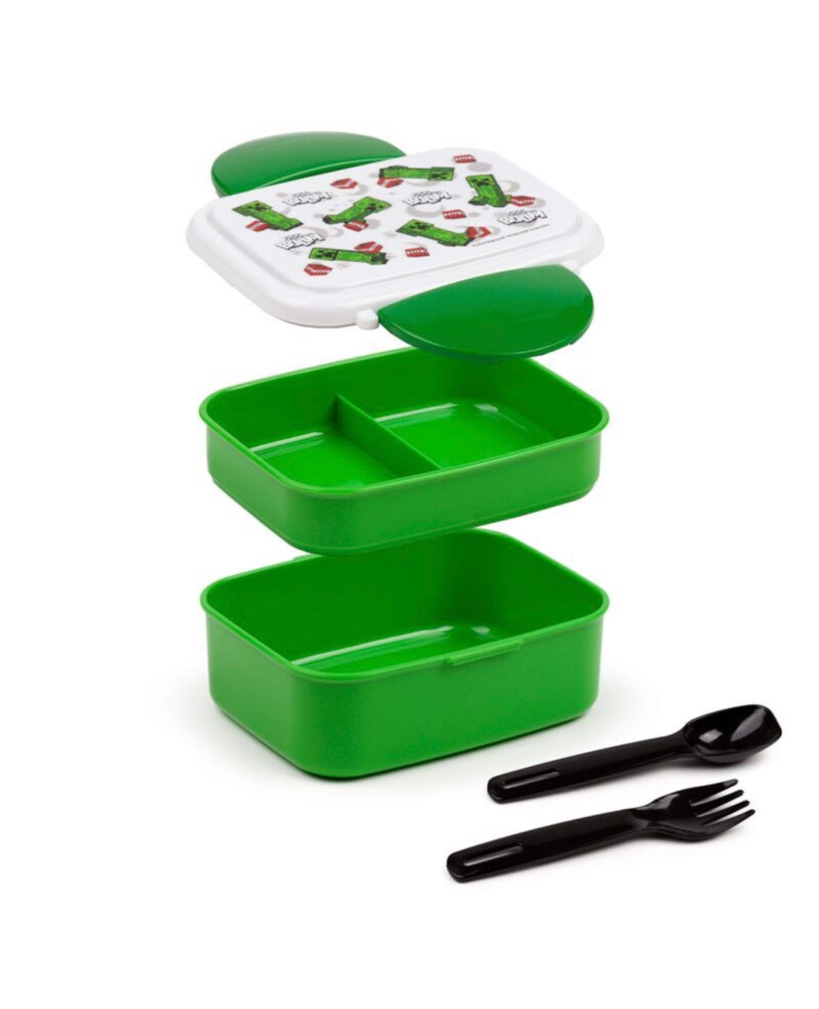Bento Clip Lock Lunch Box with Cutlery - Minecraft Creeper & TNT 🇬🇧