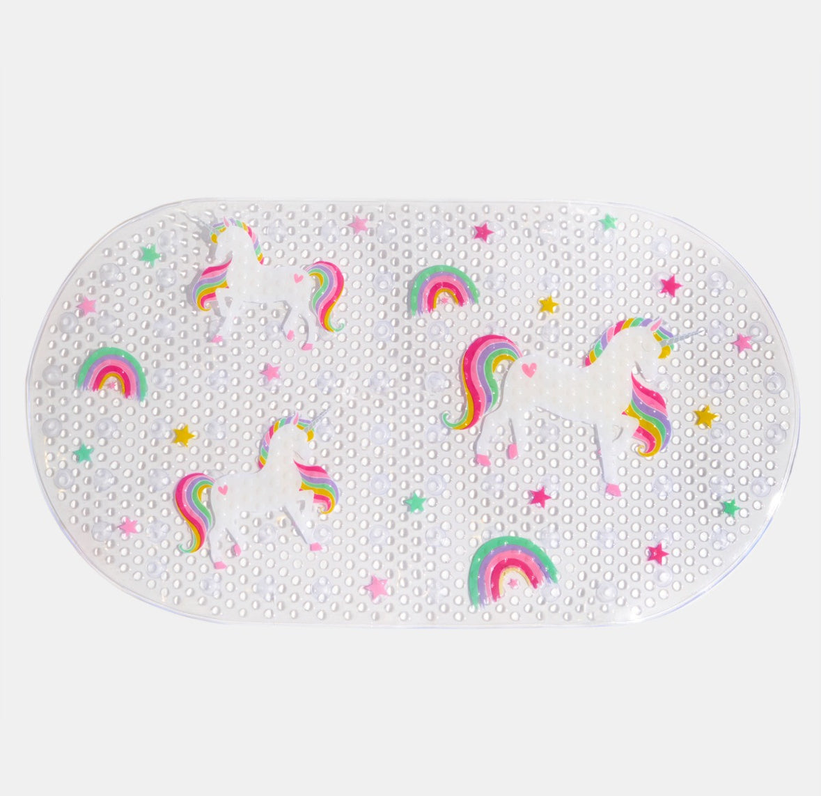 Kids Unicorn Print PVC Bath Mat - Clear 🇬🇧