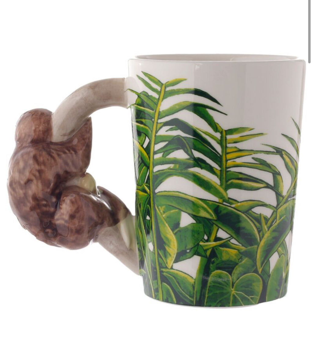 Shaped Handle Ceramic Mug - Jungle Explorer Sloth 🇬🇧
