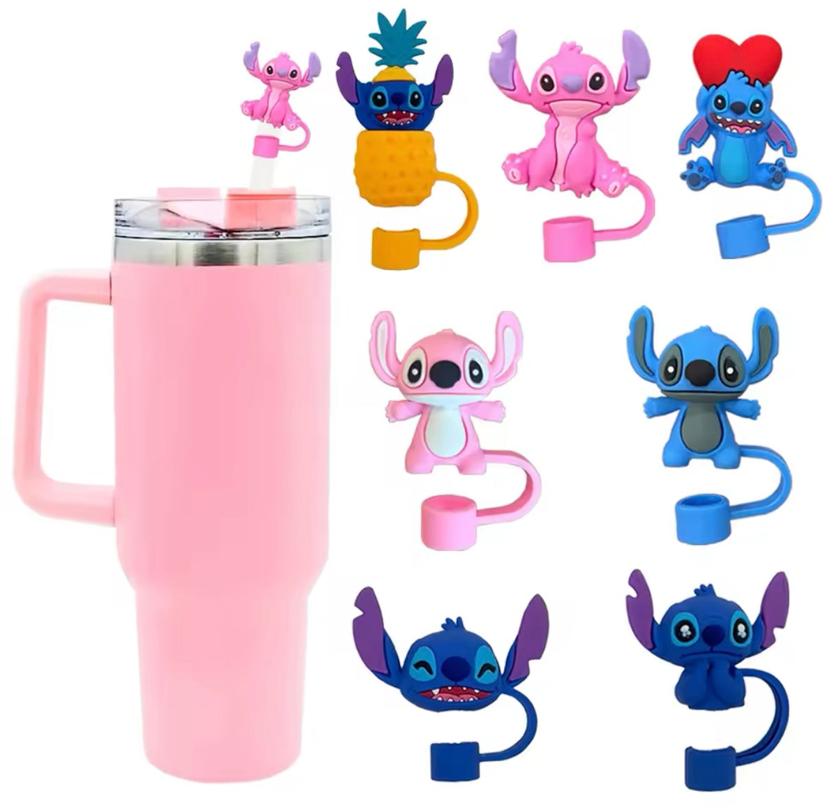 Stitch Series Straw Cover Cap for Stanley Cup 10mm Silicone Straw Tips Lids Reusable Dust-Proof Straw Topper 🇨🇳