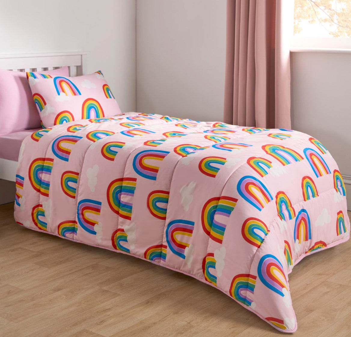 Rainbows Coverless 10.5 Tog Duvet & Pillowcase, Pink - Single 🇬🇧