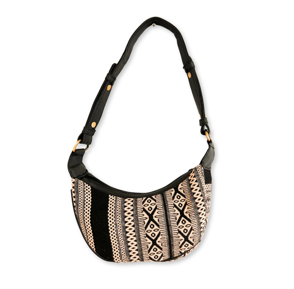 Jacquard Hobo Bag - Grey Metro (black strap) 🇬🇧