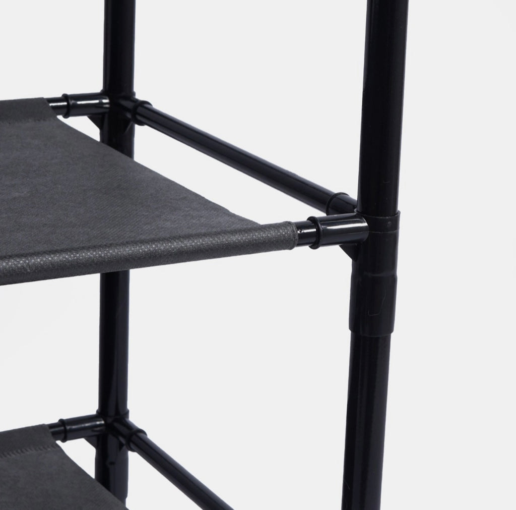 16 Hook Garment Rack with Shelving - Black 🇬🇧