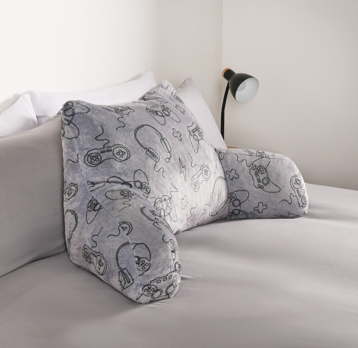 Gaming Print Cuddle Cushion - Grey 🇬🇧