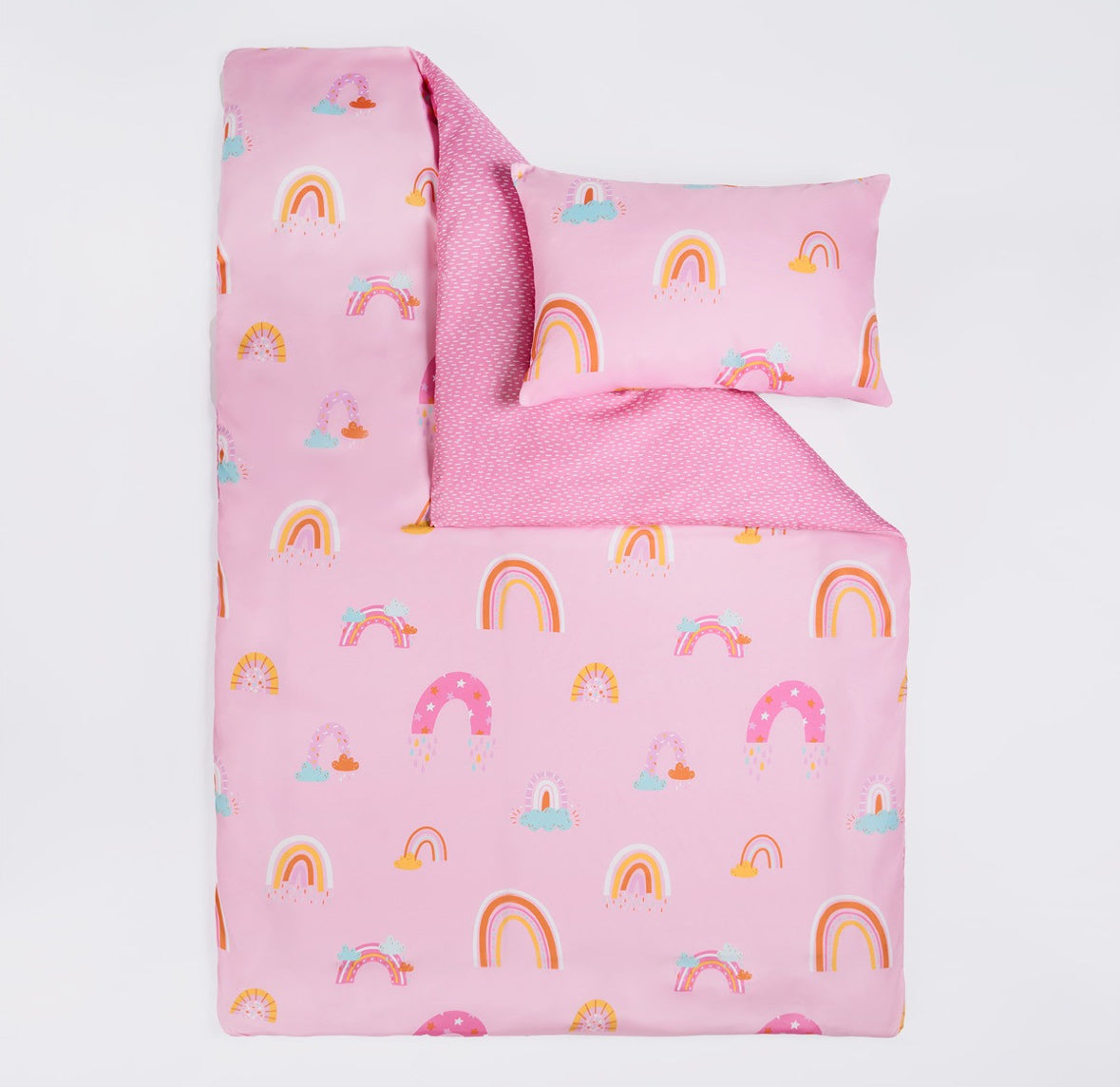 Bright Dash Rainbow Reversible Duvet Cover Set - Pink junior/cot 🇬🇧
