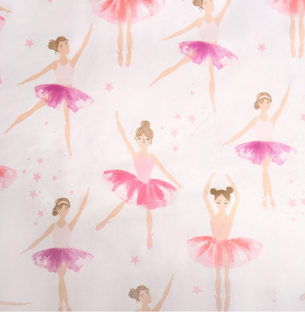 Kids Ballerina Print Reversible Duvet Cover Set - Pink/White single 🇬🇧