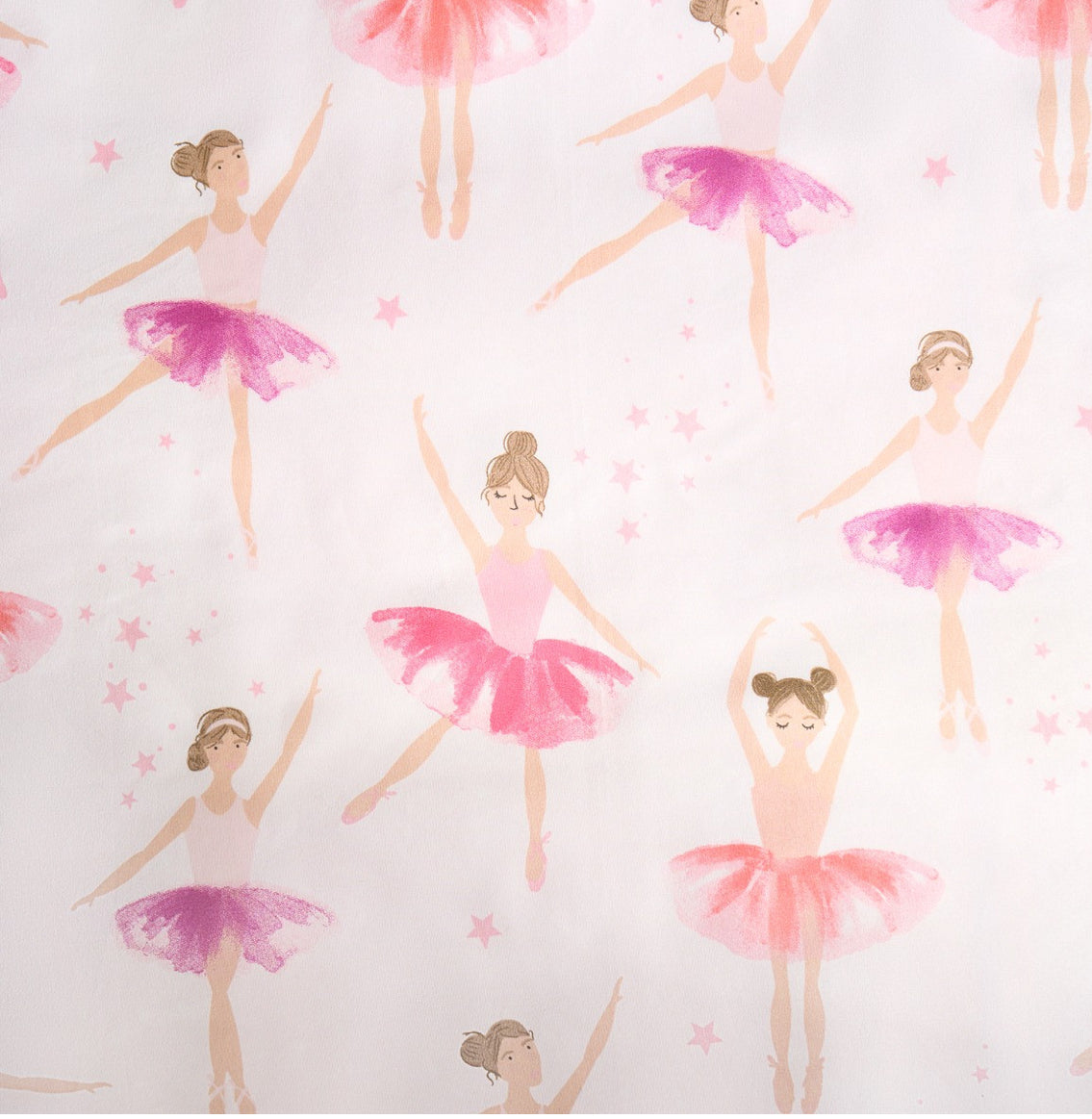 Kids Ballerina Print Reversible Duvet Cover Set - Pink/White single 🇬🇧
