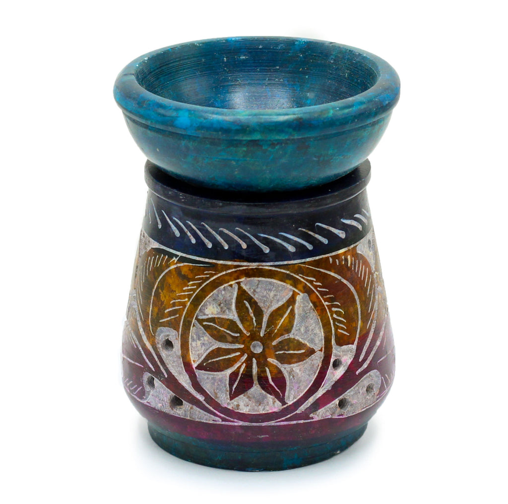 Small Coloured Soapstone Oil Burner 8cm - Flower 🇬🇧