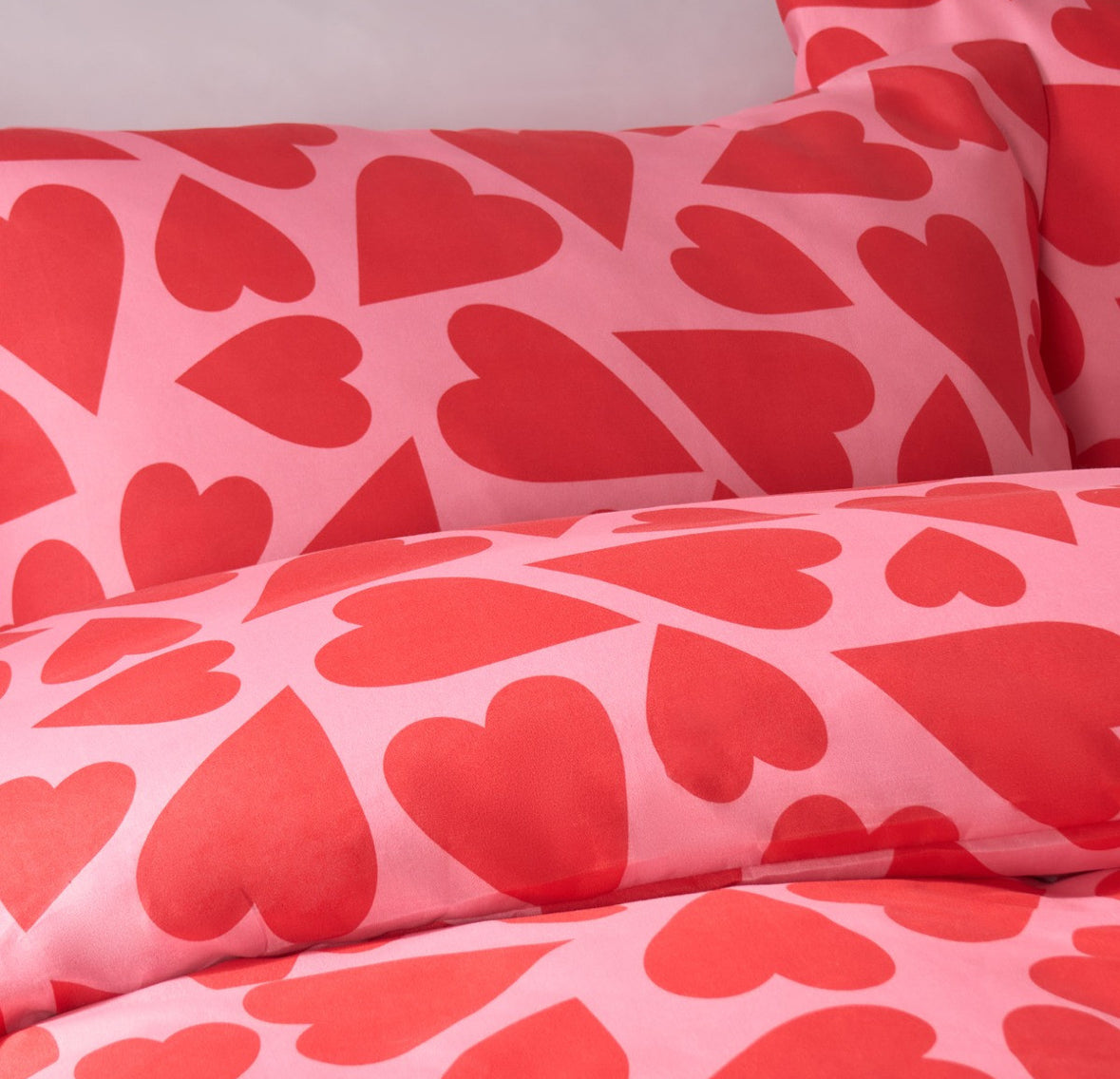 Hearts Print Duvet Cover Set - Pink/Red single 🇬🇧