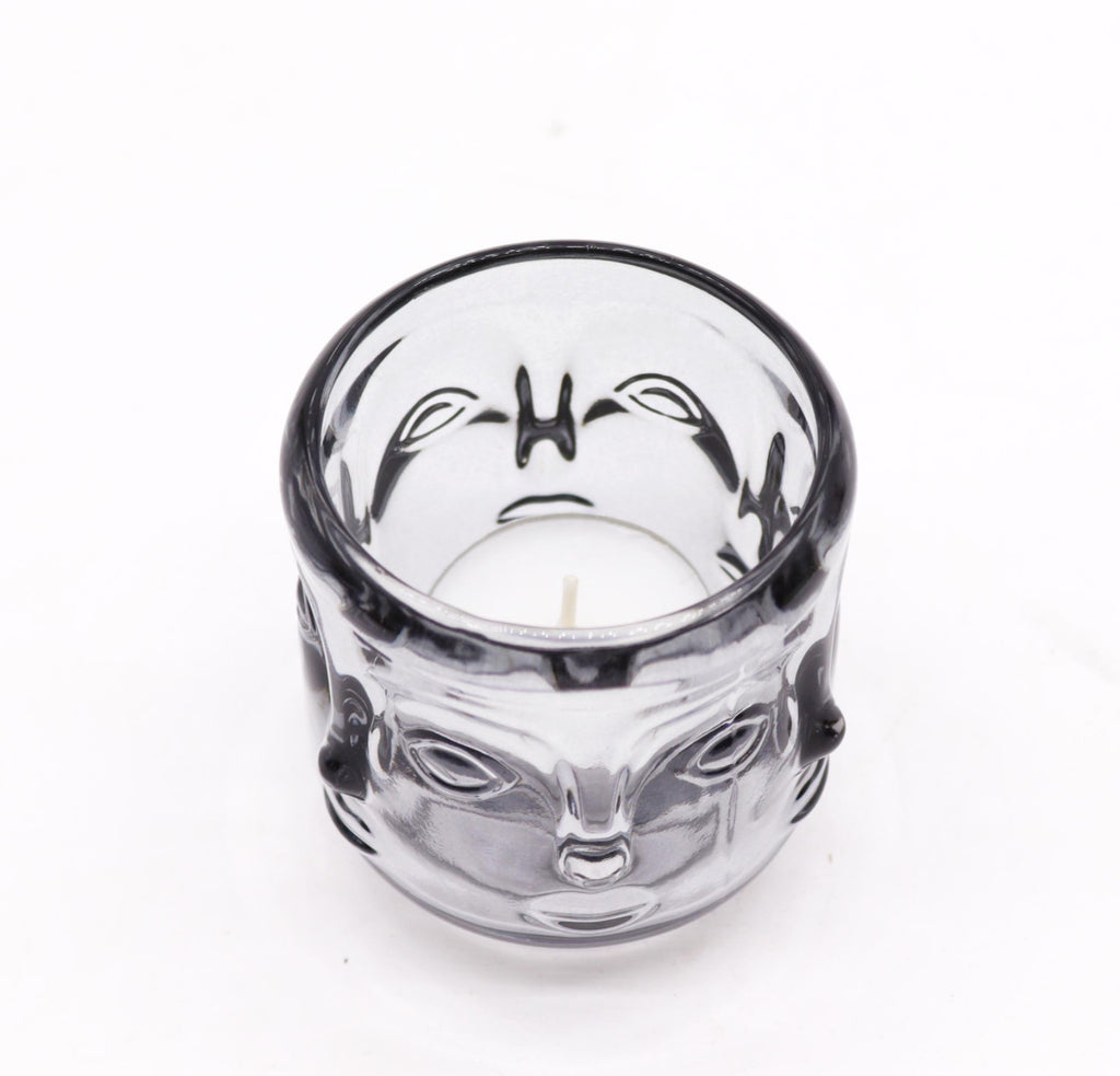 2x Buddha Faces Candle Jar - Midnight Grey 🇬🇧