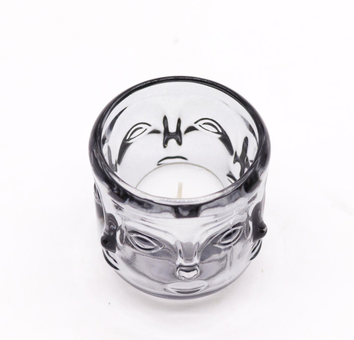 2x Buddha Faces Candle Jar - Midnight Grey 🇬🇧