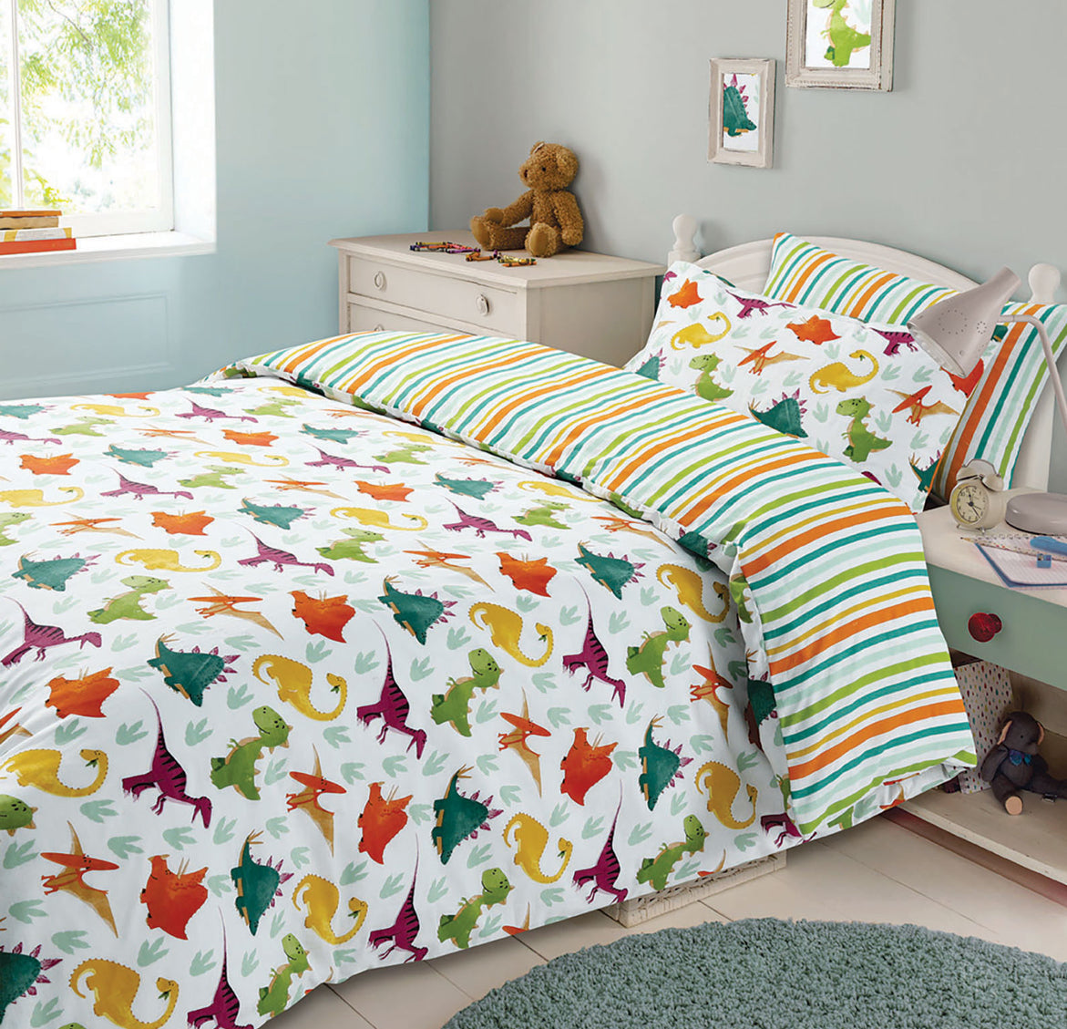 Dinosaur Reversible Duvet Cover Set - Multi 🇬🇧