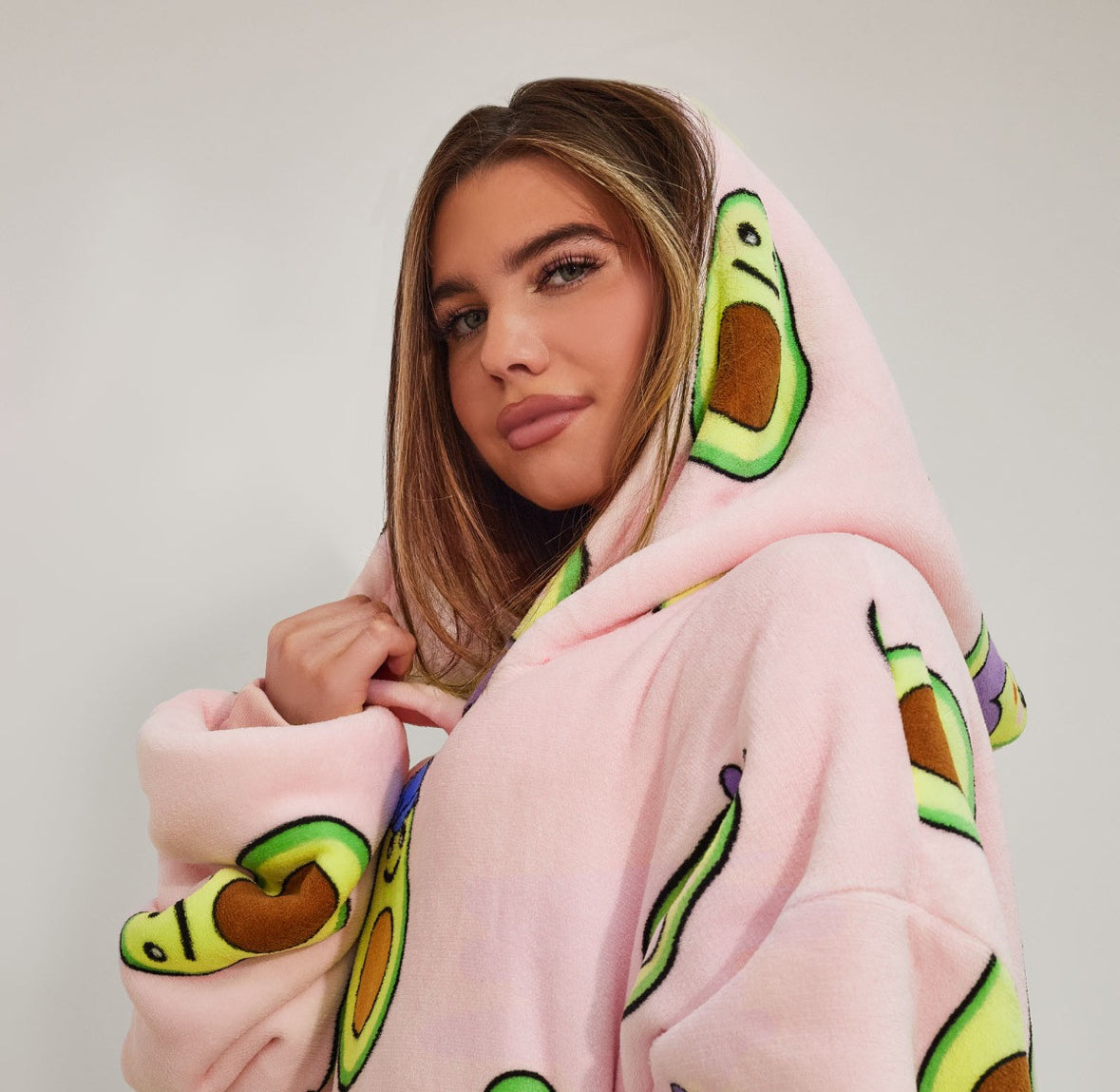 Avocado Print Hoodie Blanket, Blush - Adults 🇬🇧