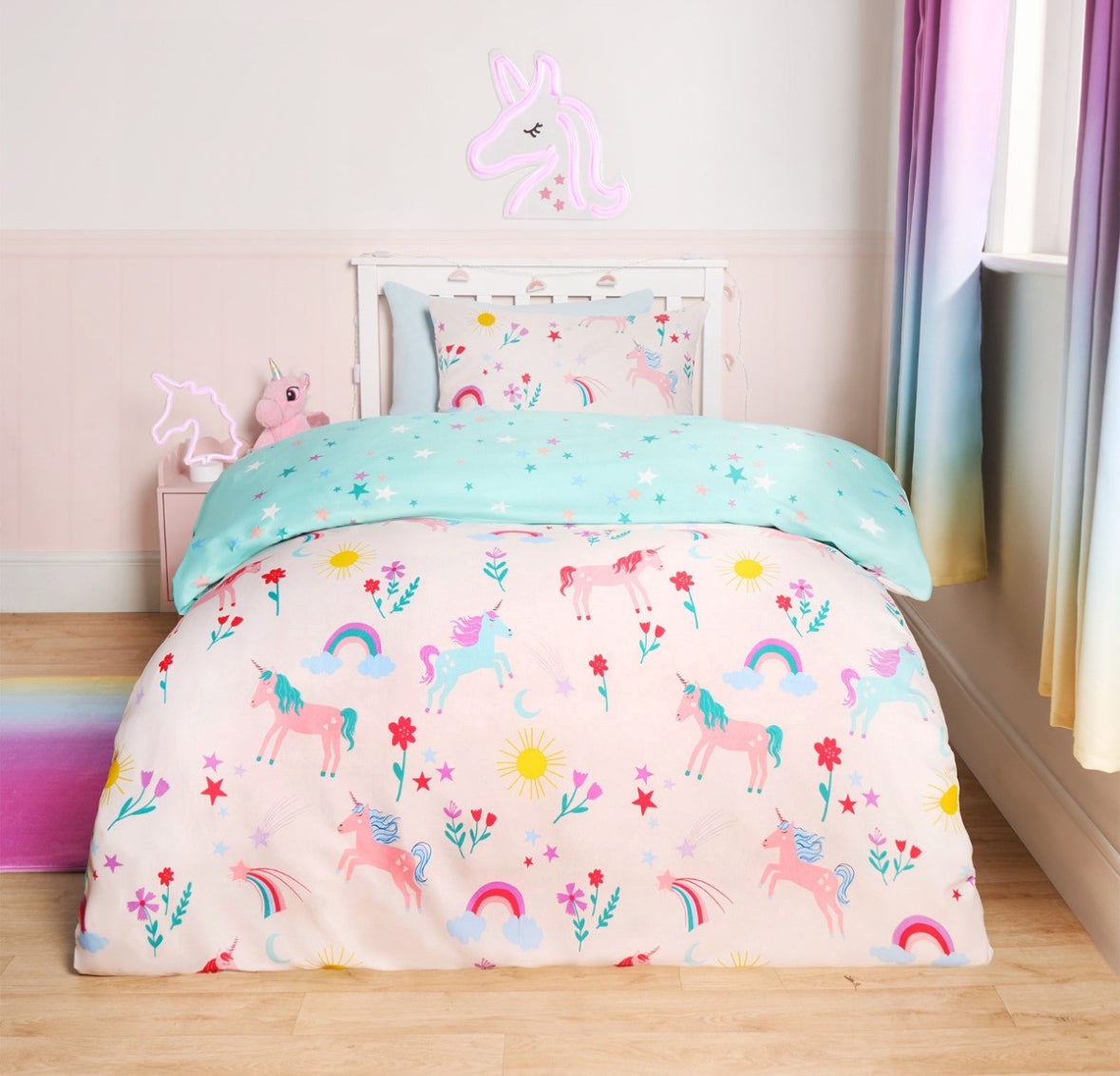 Unicorn Magic Reversible Duvet Cover Set - Pink/Blue 🇬🇧