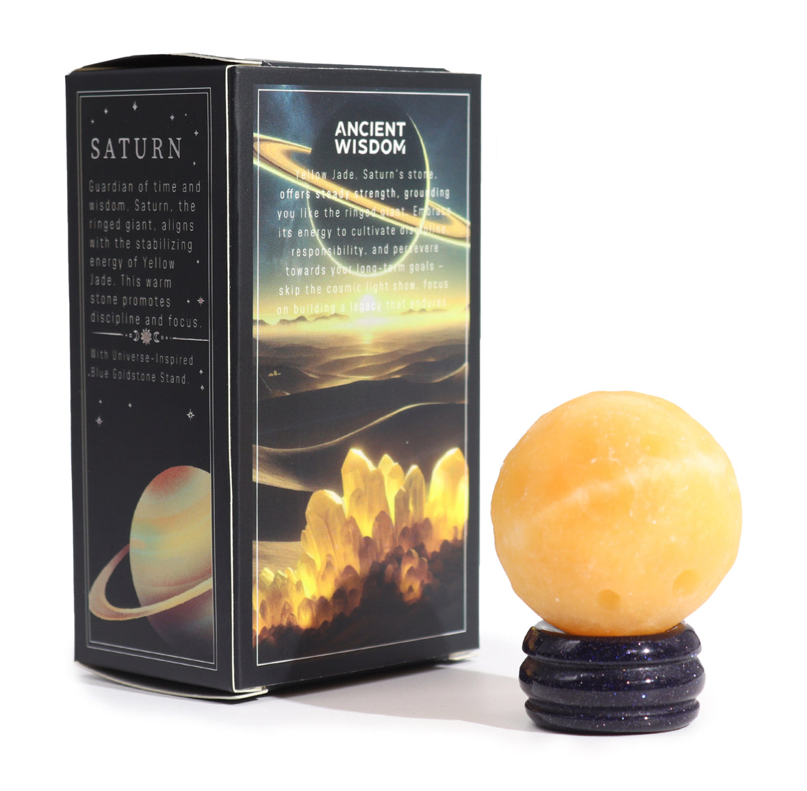 Yellow Jade Planet on a Sola Goldstone Stand (SATURN) 🇬🇧