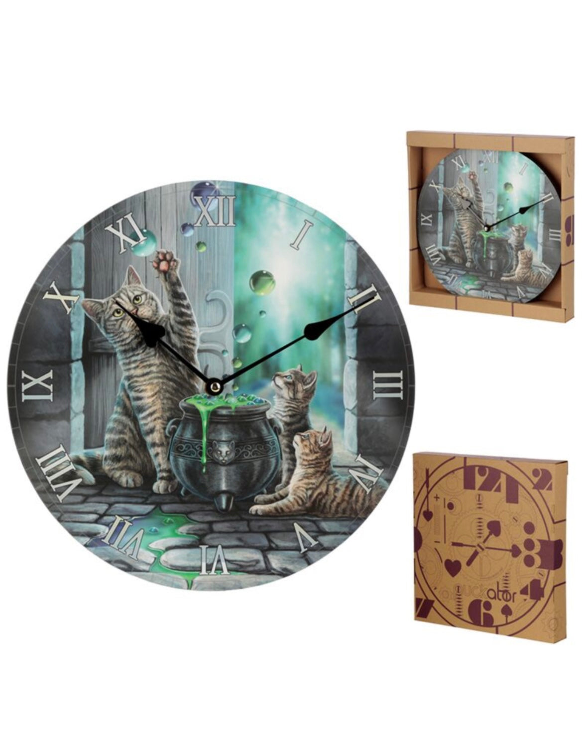 Wall Clock - Lisa Parker Hubble Bubble Cat & Kitten 🇬🇧