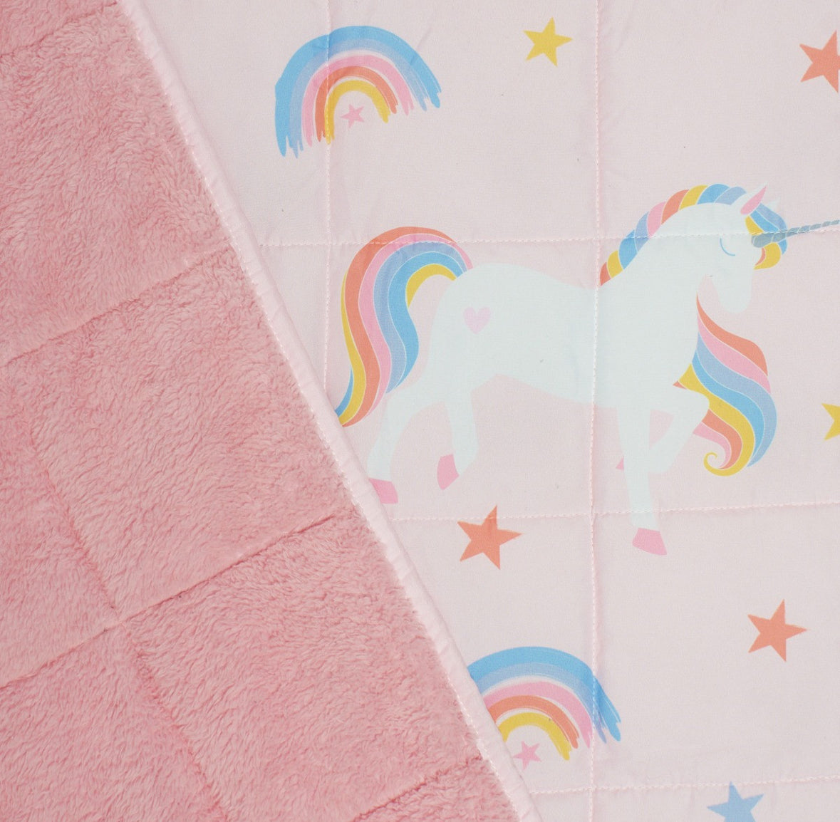 Kids Teddy Fleece Unicorn Weighted Blanket, Blush - 3kg 🇬🇧