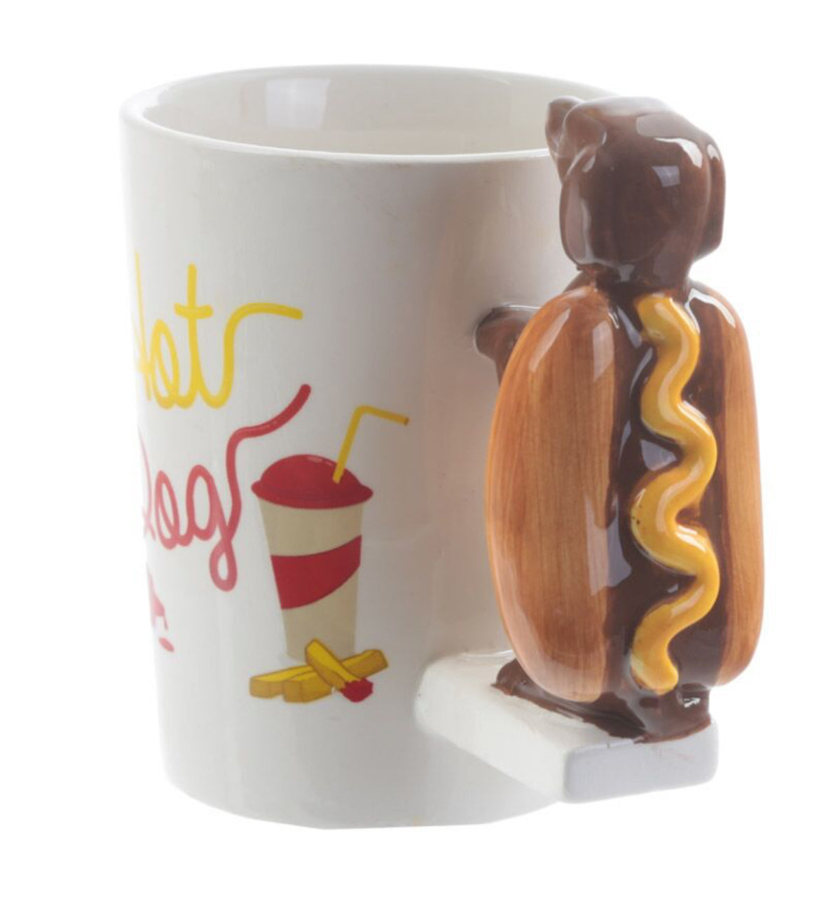 Shaped Handle Ceramic Mug - Sausage Dog in Bun HOT DOG Fast Food 🇬🇧