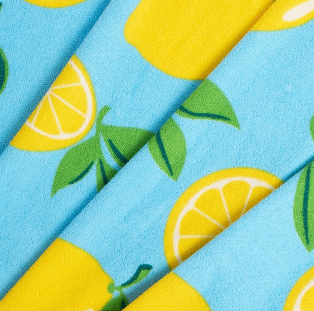 Lemon Print Beach Towel - Blue 🇬🇧