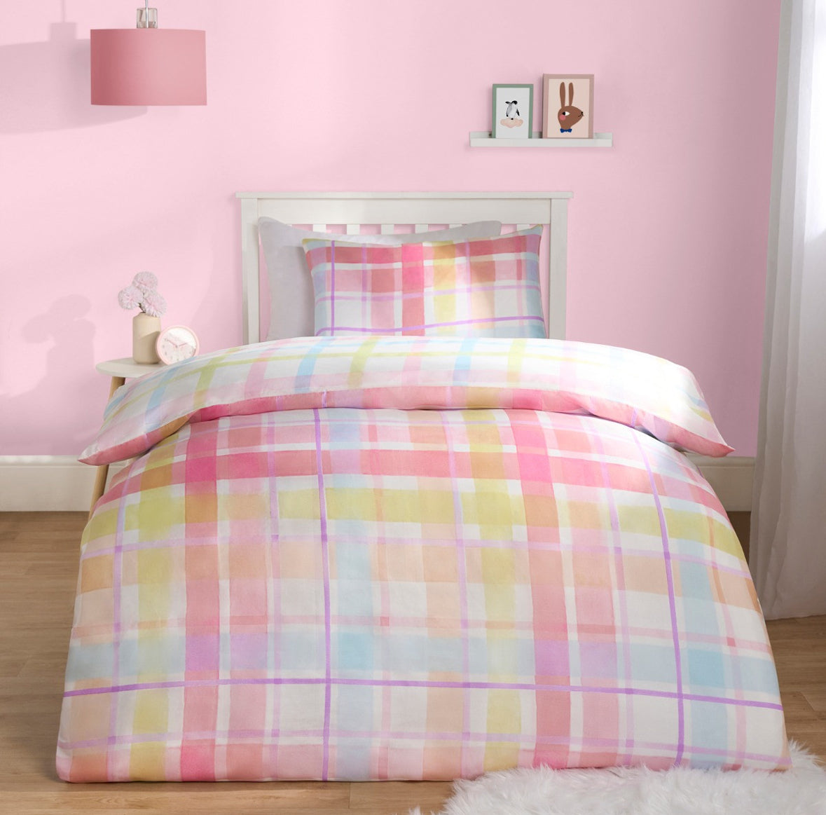 Bright Pastels Gingham Reversible Duvet Set - Multi 🇬🇧