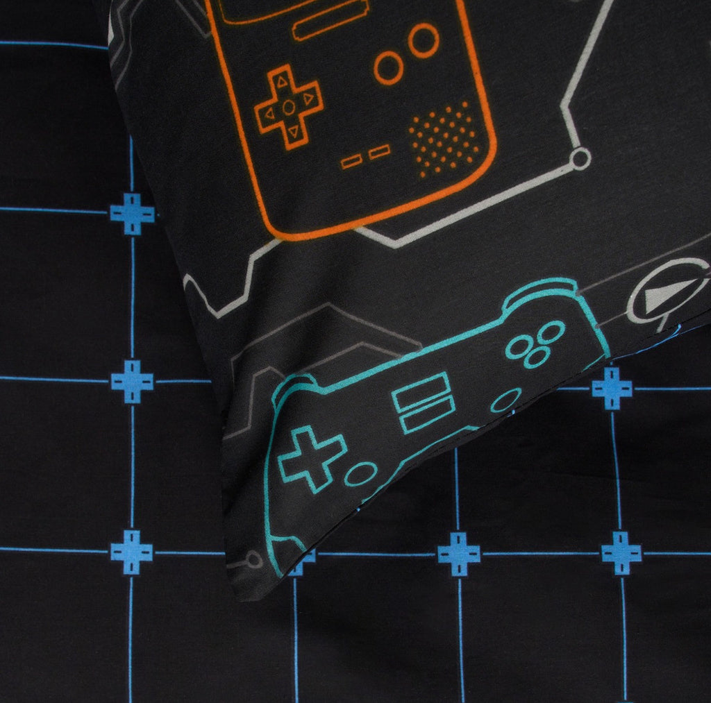 Neon Gaming Check Reversible Duvet Cover Set 🇬🇧