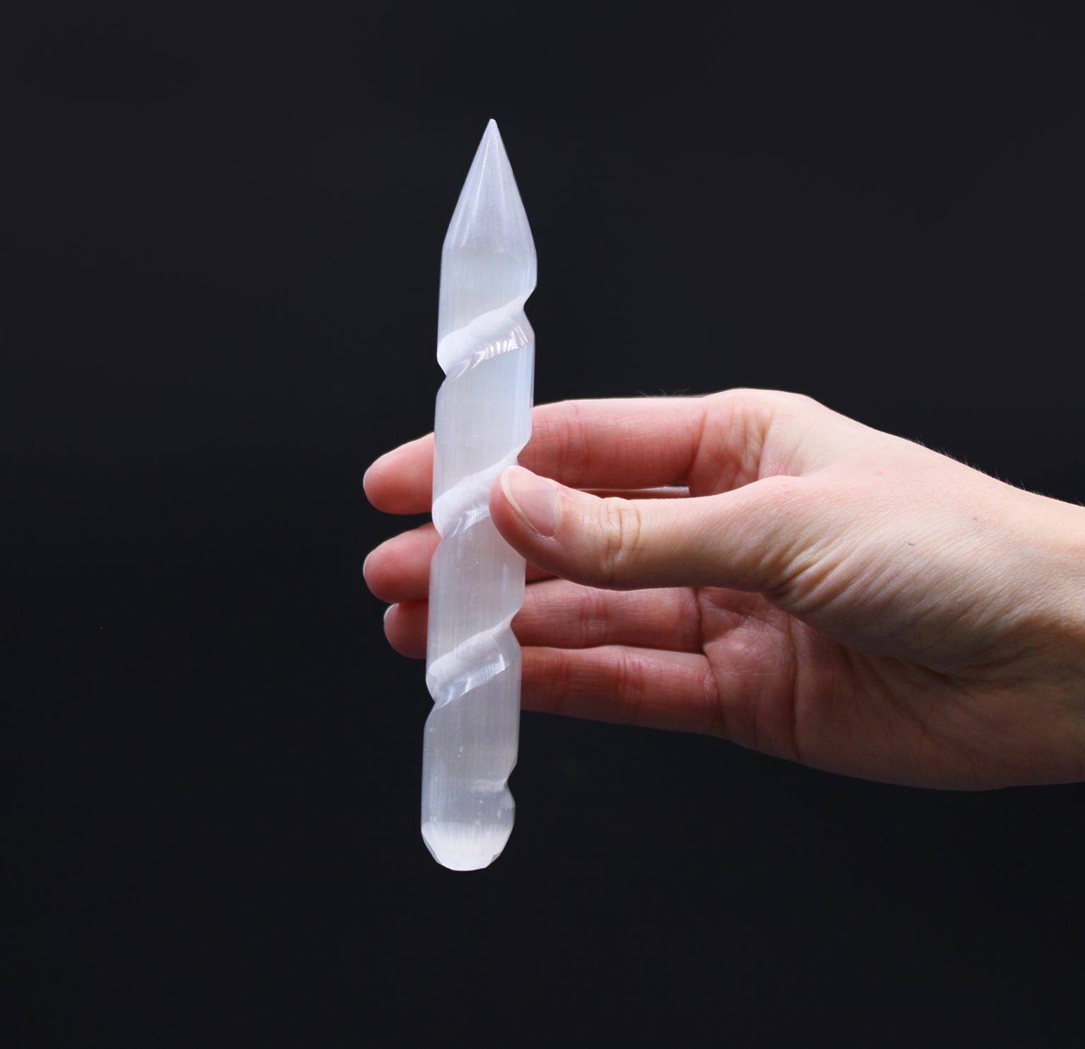 Selenite Spiral Wands - 16 cm (Point One Ends) 🇬🇧