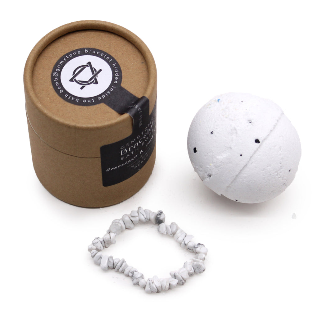 White Jasper Gem Bracelet Bath Bomb 🇬🇧