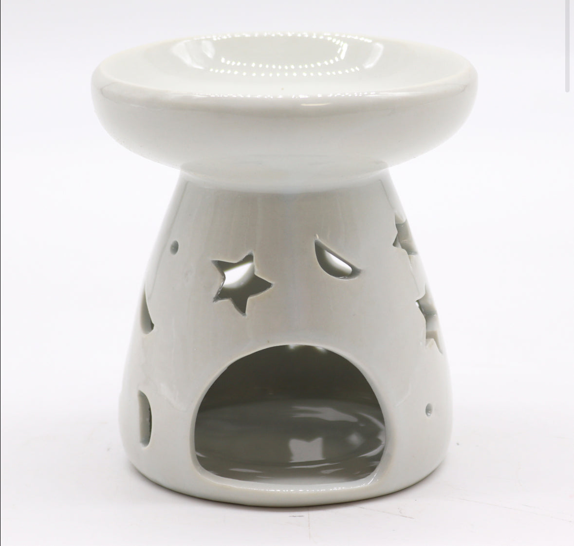 Lrg Classic White Oil Burner - Moon & Star 🇬🇧