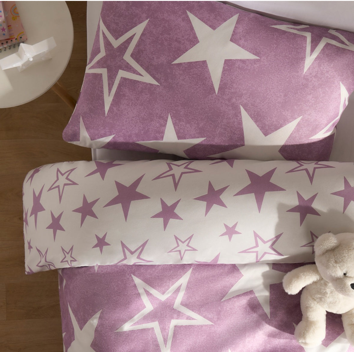 Star Print Reversible Duvet Cover Set - Single 🇬🇧