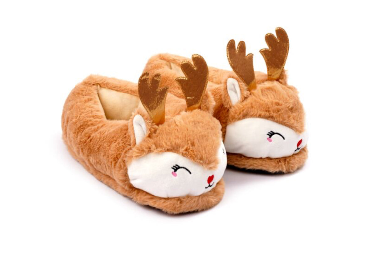 Plush Slippers - Jingle Bunch Christmas Reindeer 🇬🇧