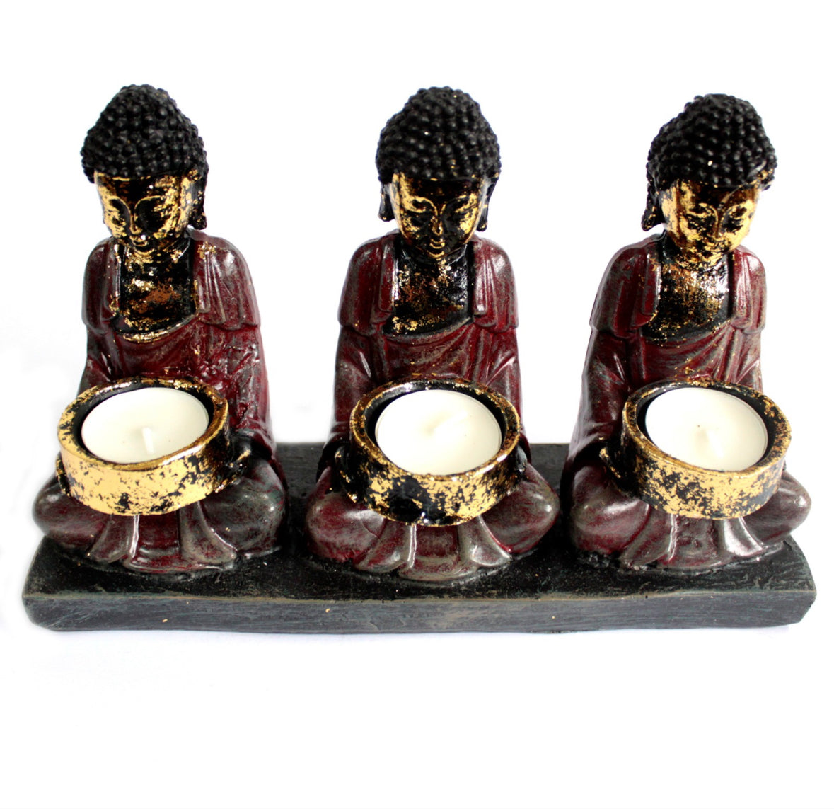 Antique Buddha - Three Devotees Candle Holder 🇬🇧