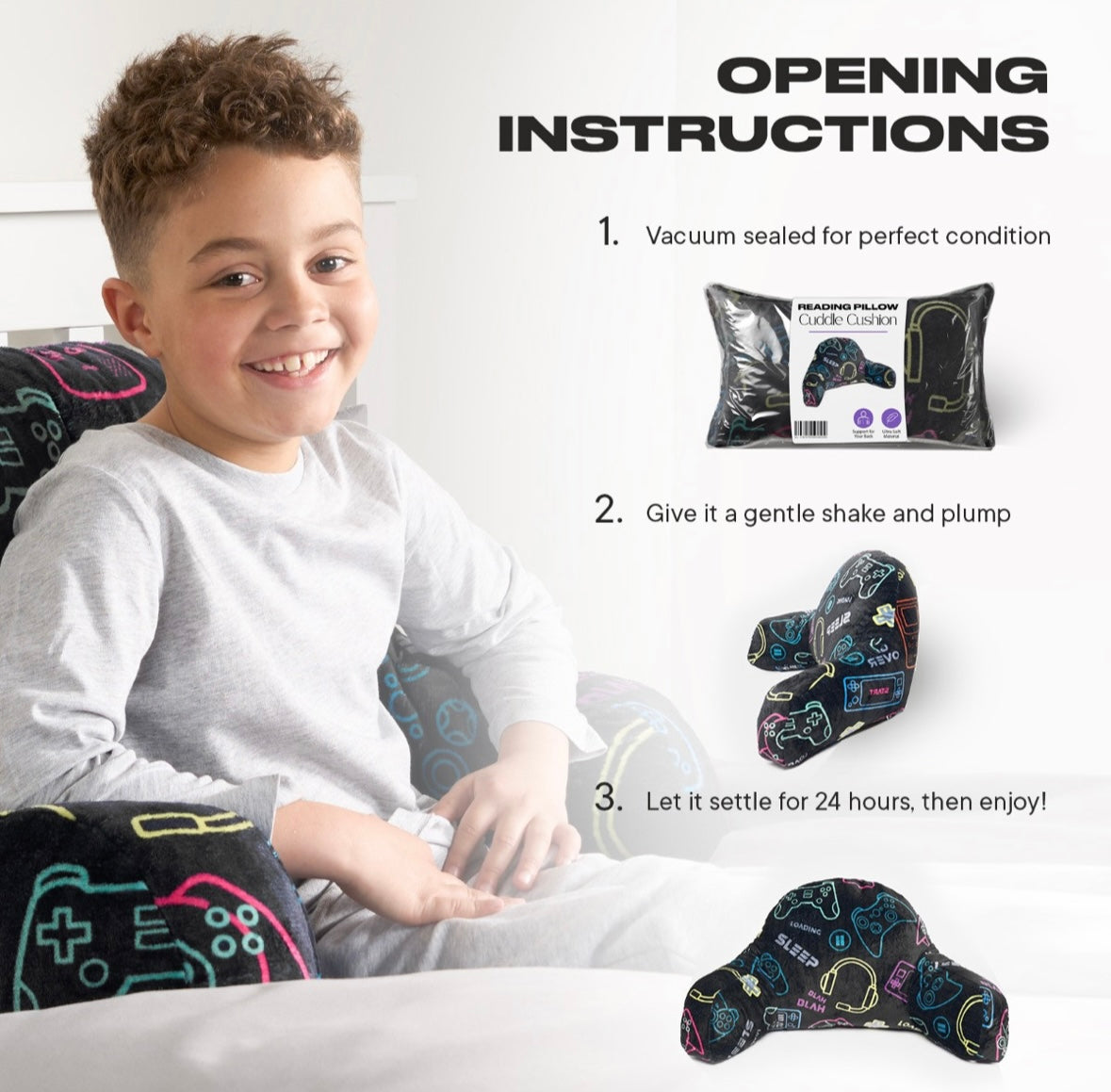 Kids Gaming Fleece Cuddle Cushion - Black 🇬🇧