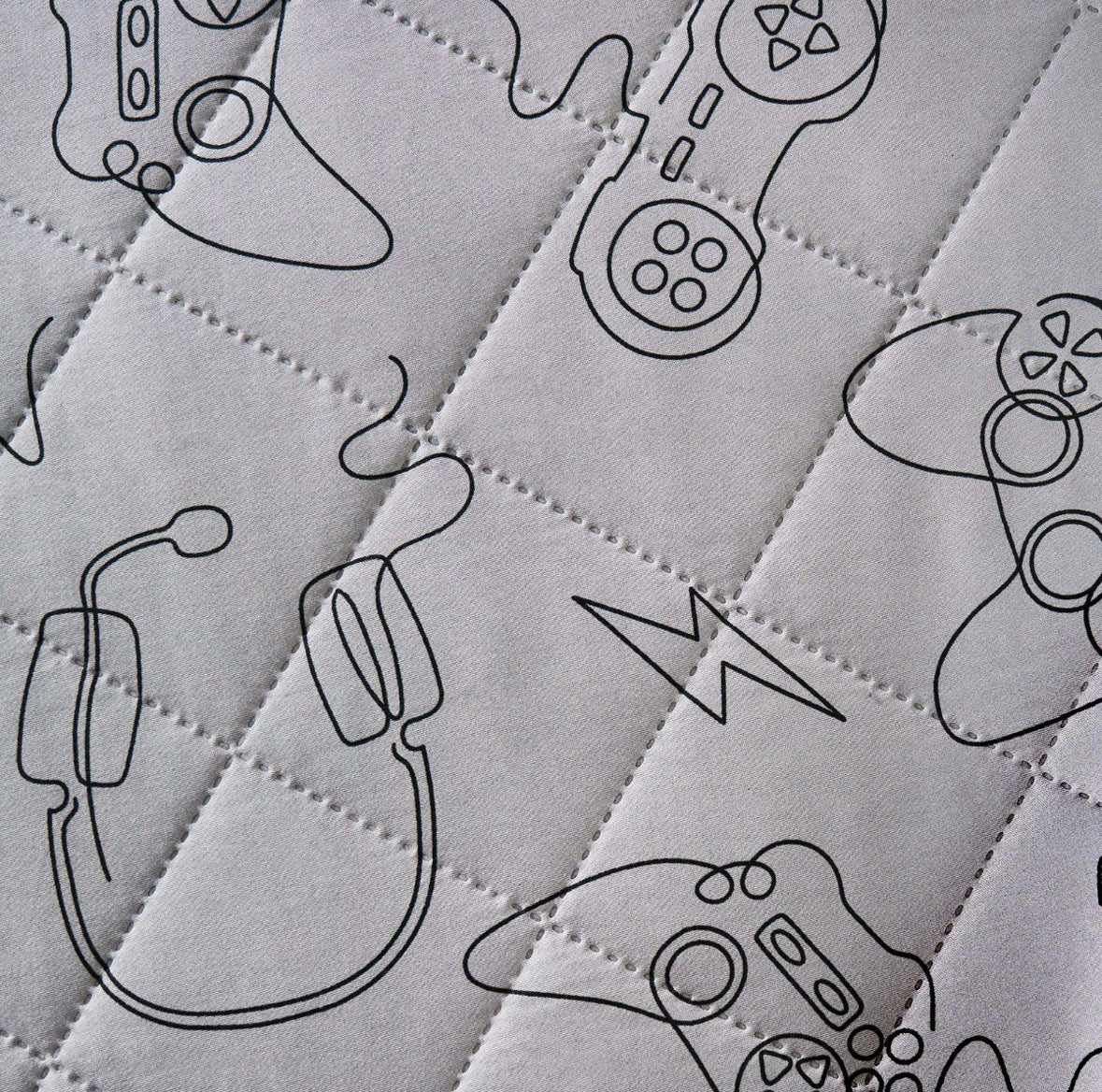 Gaming Print Pinsonic Quilt Duvet Cover Set - Grey 🇬🇧
